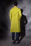 Shop_studio error_Yellow Cotton Hand Embroidered Thread Asymmetric Draped Kurta _at_Aza_Fashions