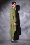 Buy_studio error_Green Cotton Cross Double Layered Hand Embroidered Kurta _Online_at_Aza_Fashions