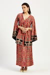 Buy_Madder Much_Red 100% Handloom Chanderi Tissue Zari Alivia Serene Cape Style Jacket With _at_Aza_Fashions