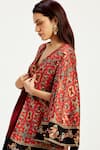 Buy_Madder Much_Red 100% Handloom Chanderi Tissue Zari Alivia Serene Cape Style Jacket With _Online_at_Aza_Fashions