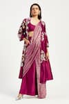 Buy_Madder Much_Purple 100% Handloom Chanderi Tissue Zari Dani Techno Floral Pant Saree Set _at_Aza_Fashions