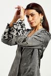 Buy_Madder Much_Black 100% Handloom Chanderi Tissue Zari Parker Stripe Pattern Handwoven Blazer _Online_at_Aza_Fashions