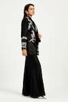 Buy_Madder Much_Black 100% Handloom Chanderi Tissue Zari Embroidery Floral Ebony Tendril Blazer _Online_at_Aza_Fashions