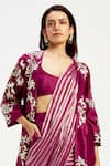 Madder Much_Purple 100% Handloom Chanderi Tissue Zari Embroidery Floral Dani Techno Jacket _Online_at_Aza_Fashions