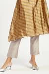 Madder Much_Gold 100% Handloom Chanderi Tissue Nambia Floral Sun Elegant Tunic With Pant _Online_at_Aza_Fashions