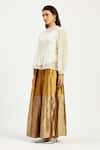 Shop_Madder Much_Gold 100% Handloom Chanderi Vettri Soft Cloud Top With Peeking Sun Trouser _Online_at_Aza_Fashions