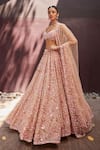 Buy_Prevasu_Pink Blouse And Dupatta Net Embroidered Sequin Charis Bridal Lehenga Set _at_Aza_Fashions