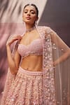 Buy_Prevasu_Pink Blouse And Dupatta Net Embroidered Sequin Charis Bridal Lehenga Set _Online_at_Aza_Fashions