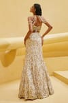 Shop_Prevasu_Off White Georgette Embroidered Sequin Strapless Mermaid Lehenga Set _at_Aza_Fashions