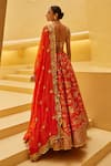 Shop_Prevasu_Orange Blouse And Lehenga Silk Embroidered Sequin Sweetheart Marah Set _at_Aza_Fashions