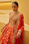 Buy_Prevasu_Orange Blouse And Lehenga Silk Embroidered Sequin Sweetheart Marah Set _Online_at_Aza_Fashions