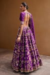 Shop_Prevasu_Purple Lehenga And Blouse Silk Embroidered Sequin Plunge Imperial Fauna Set _at_Aza_Fashions