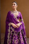 Buy_Prevasu_Purple Lehenga And Blouse Silk Embroidered Sequin Plunge Imperial Fauna Set _Online_at_Aza_Fashions