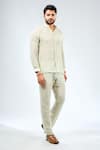 Buy_Rabani & Rakha_Green Linen, Cotton Embroidery Thread Work Shirt With Pant _at_Aza_Fashions