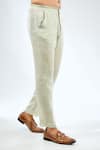 Rabani & Rakha_Green Linen, Cotton Embroidery Thread Work Shirt With Pant _Online_at_Aza_Fashions