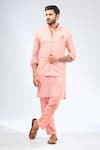 Buy_Rabani & Rakha_Pink Georgette Embroidered Sequin Geometric Pattern Bundi With Kurta Set _at_Aza_Fashions