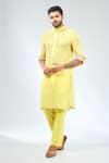 Buy_Rabani & Rakha_Yellow Georgette Embroidered Sequin Abstract Kurta With Pant _at_Aza_Fashions