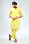 Buy_Rabani & Rakha_Yellow Georgette Embroidered Sequin Abstract Bundi With Kurta Set _at_Aza_Fashions