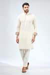 Buy_Rabani & Rakha_Ivory Georgette Embroidered Thread Geometric Kurta With Pant _at_Aza_Fashions