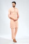 Buy_Rabani & Rakha_Peach Georgette Embroidered Thread Fauna Kurta With Pant _at_Aza_Fashions