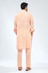 Shop_Rabani & Rakha_Peach Georgette Embroidered Thread Fauna Kurta With Pant _at_Aza_Fashions