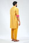 Shop_Rabani & Rakha_Yellow Georgette Embroidered Zari Bandhani Print Kurta With Pant _at_Aza_Fashions