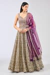 Buy_Rabani & Rakha_Purple Georgette Embroidered Mirror Sweetheart Naida Lehenga Set _at_Aza_Fashions