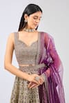 Rabani & Rakha_Purple Georgette Embroidered Mirror Sweetheart Naida Lehenga Set _Online_at_Aza_Fashions