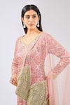 Rabani & Rakha_Pink Georgette Embroidered Mirror Leaf Ayat Kurta Palazzo Set _Online_at_Aza_Fashions