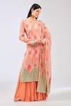 Buy_Rabani & Rakha_Orange Georgette Embroidered Mirror Leaf Ayat Kurta Palazzo Set _at_Aza_Fashions