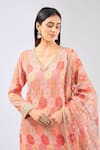 Rabani & Rakha_Orange Georgette Embroidered Mirror Leaf Ayat Kurta Palazzo Set _Online_at_Aza_Fashions