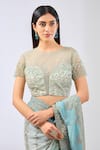 Buy_Rabani & Rakha_Green Georgette Embroidered Sequin Round Nabai Saree Set _Online_at_Aza_Fashions