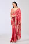 Buy_Rabani & Rakha_Pink Georgette Embroidered Sequin V-neck Nabai Floral Saree Set _at_Aza_Fashions