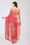 Shop_Rabani & Rakha_Pink Georgette Embroidered Sequin V-neck Nabai Floral Saree Set _at_Aza_Fashions