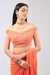 Buy_Rabani & Rakha_Orange Georgette Embroidered Beads Off-shoulder Nabai Saree With Blouse _Online_at_Aza_Fashions