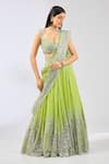 Buy_Rabani & Rakha_Green Georgette Embroidered Sequin Sweetheart Naida Floral Thread Lehenga Set _at_Aza_Fashions