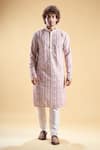 Buy_Arihant Rai Sinha_Multi Color Soft Rayon Embroidered Thread Printed Chikankari Kurta With Churidar _at_Aza_Fashions