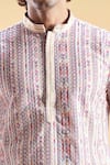 Arihant Rai Sinha_Multi Color Soft Rayon Embroidered Thread Printed Chikankari Kurta With Churidar _Online_at_Aza_Fashions