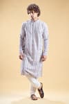 Buy_Arihant Rai Sinha_Multi Color Soft Rayon Embroidered Chikankari Straight Kurta With Churidar _at_Aza_Fashions