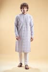 Arihant Rai Sinha_Multi Color Soft Rayon Embroidered Chikankari Straight Kurta With Churidar _Online_at_Aza_Fashions