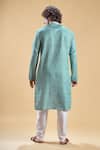 Shop_Arihant Rai Sinha_Blue Jacquard, Silk, Cotton Embroidery Geometric Print Kurta With Solid Churidar _at_Aza_Fashions