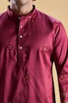 Arihant Rai Sinha Maroon , Satin Embroidery Start Straight Kurta With Churidar at Aza Fashions Arihant Rai Sinha_Maroon , Satin Embroidery Start Straight Kurta With Churidar _at_Aza_Fashions