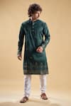 Arihant Rai Sinha Green Organza, Satin Start Hand Straight Kurta With Churidar Online at Aza Fashions Arihant Rai Sinha_Green Organza, Satin Start Hand Straight Kurta With Churidar _Online_at_Aza_Fashions