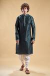 Arihant Rai Sinha_Green Silk, Cotton Embroidery Placement Kurta With Dhoti Pant _Online_at_Aza_Fashions
