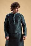 Shop_Arihant Rai Sinha_Green Silk, Cotton Embroidery Placement Kurta With Dhoti Pant _Online_at_Aza_Fashions