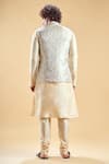 Shop_Arihant Rai Sinha_Cream Brocade, Silk Embroidery Floral Bundi And Kurta Set _at_Aza_Fashions