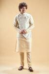 Buy_Arihant Rai Sinha_Cream Brocade, Silk Embroidery Floral Bundi And Kurta Set 