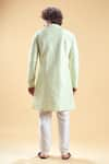 Shop_Aryavir Malhotra_Green Silk Embroidery Thread Sherwani With Pyjama _at_Aza_Fashions