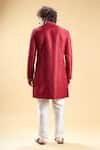 Shop_Aryavir Malhotra_Maroon Super Silk Embroidery Sequins Sherwani With Solid Pyjama _at_Aza_Fashions