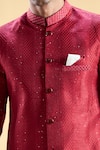 Buy_Aryavir Malhotra_Maroon Super Silk Embroidery Sequins Sherwani With Solid Pyjama _Online_at_Aza_Fashions